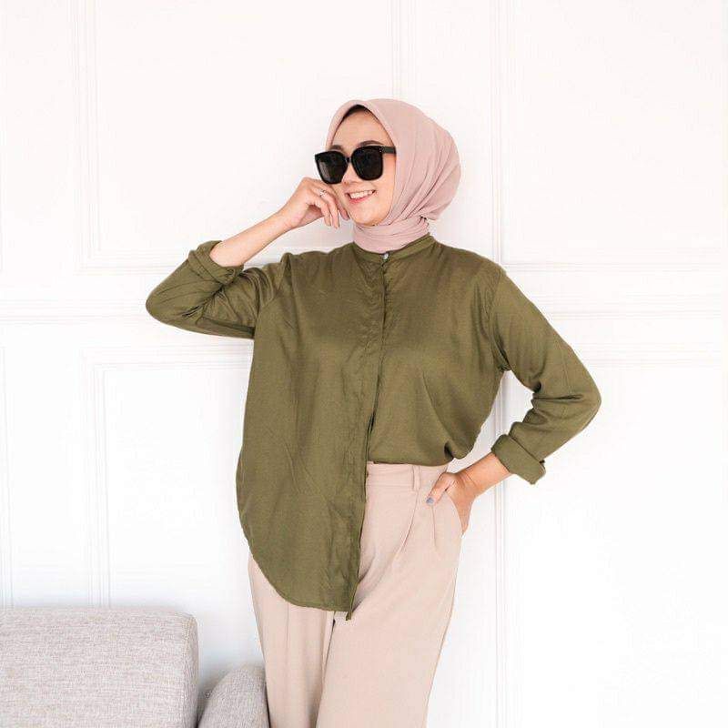 KEMEJA WANITA POLOS RAYON  TWIL PREMIUM BAHAN ANYEES