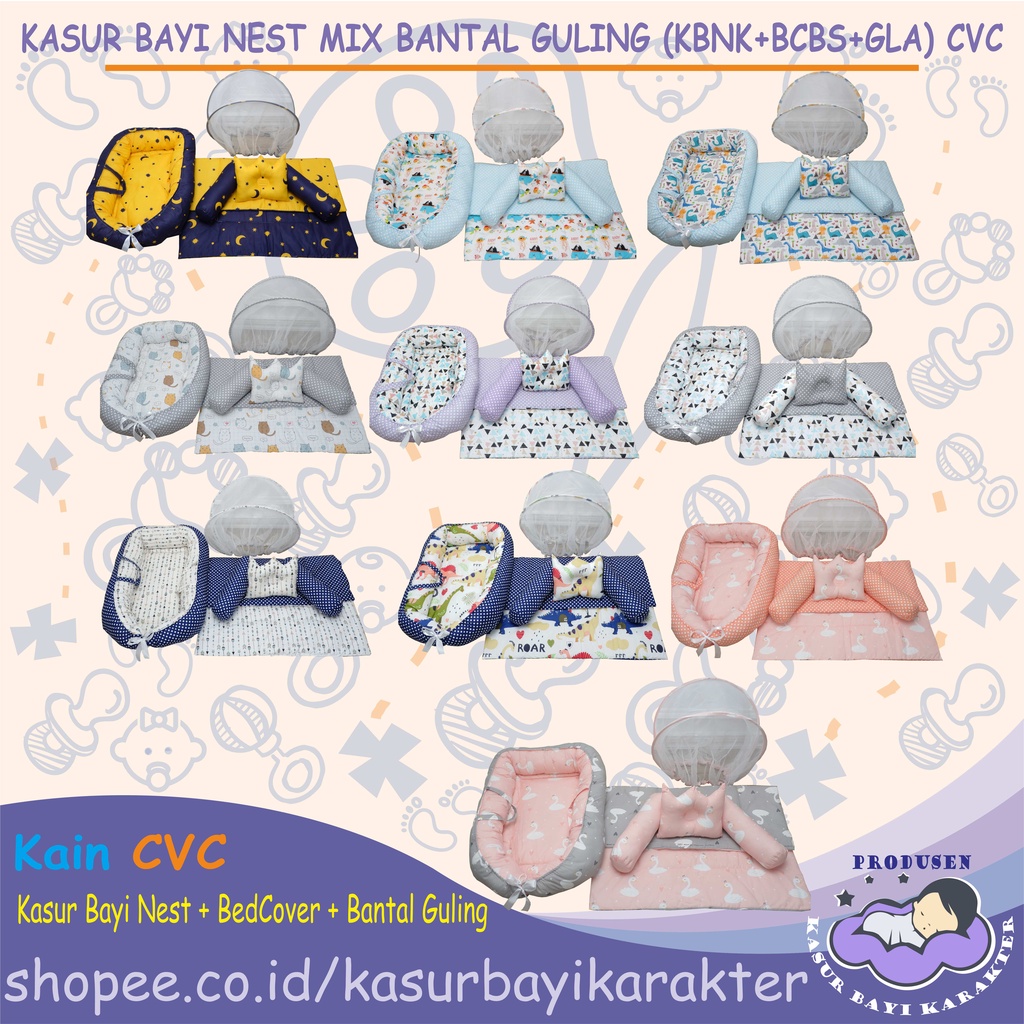 Elhababy Kasur Bayi Nest Kelambu BedCover Baby Bantal Guling Bayi Baby Gift Newborn Kado Bayi Baru L