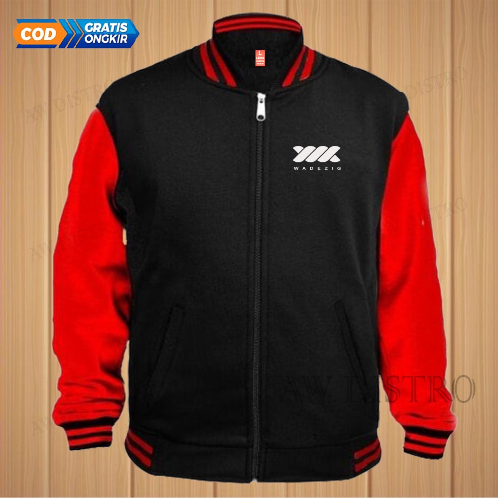 COD Jaket Baseball Varsity Distro WDG Text Putih Premium Quality