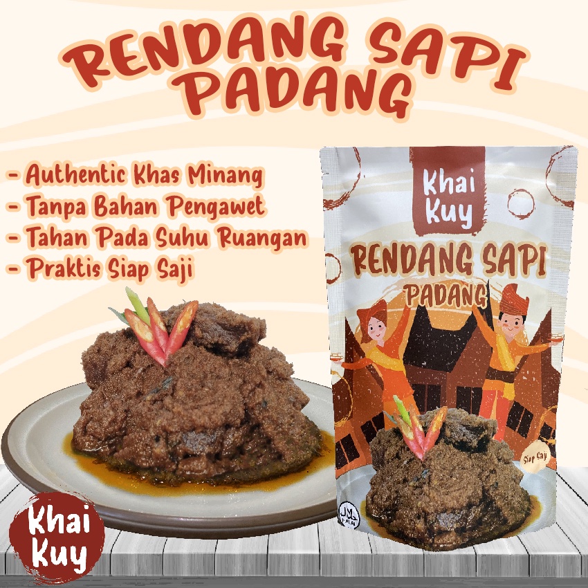 

Rendang Daging Sapi Asli Padang Khaikuy Kemasan Siap Saji 300gr