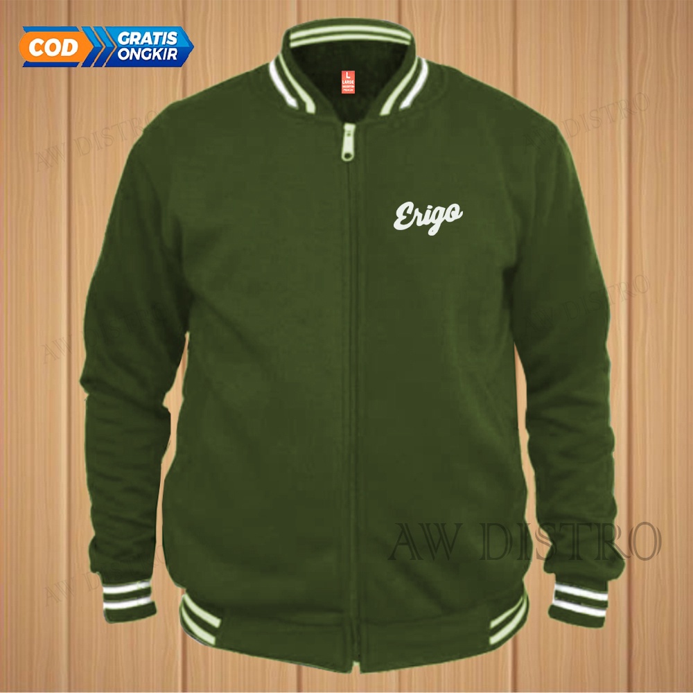 COD Jaket Baseball Varsity Distro Eri Go Text Putih Premium Quality