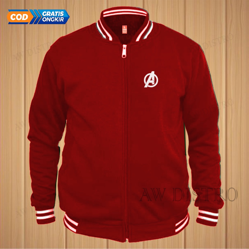 COD Jaket Baseball Varsity Distro Avengers Text Putih Premium Quality