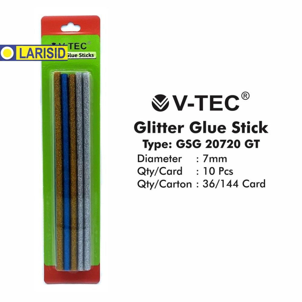 

1Pak ISi 10 Warna Gliter Kecil Lem Tembak Lem Bakar Kecil V-Tec Glue Stick Type Gsg 20720 Glitter