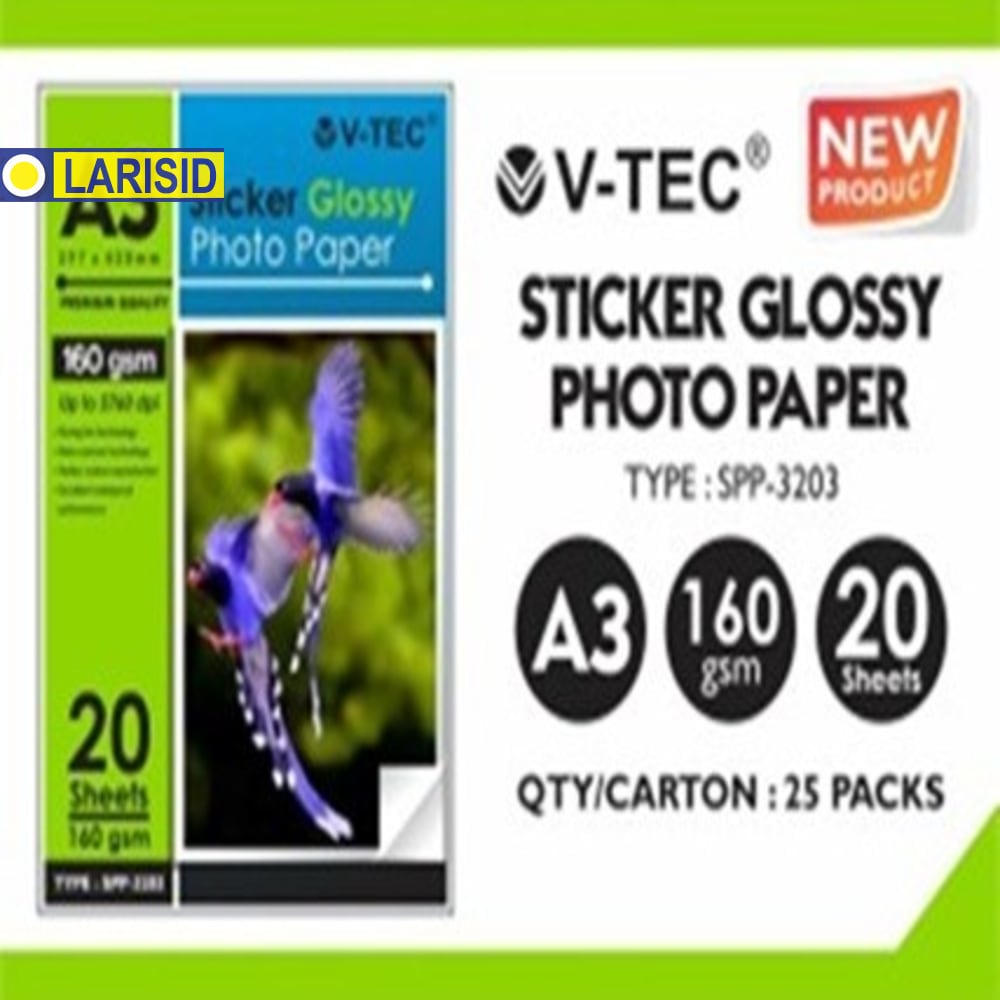 

Kertas Foto V-Tec Sticker Glossy Photo Paper A3 Spp 3203