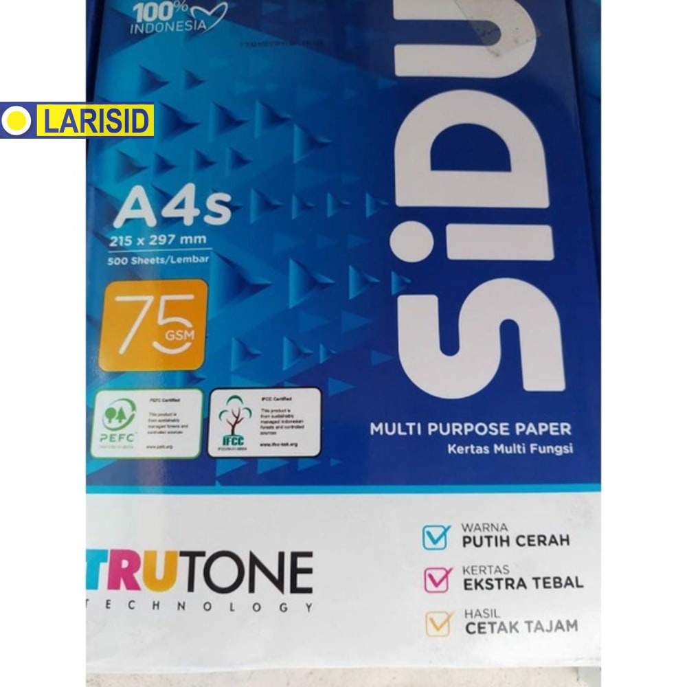 

Sidu HVS A4S 75 gsm Kertas Hvs Print Fotocopy 1 Rim