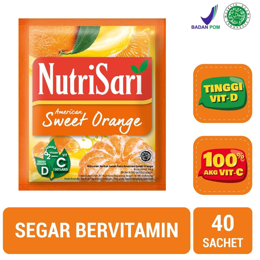 

>V44859) NutriSari American Sweet Orange 40 Sachet - Minuman Buah Vitamin C
