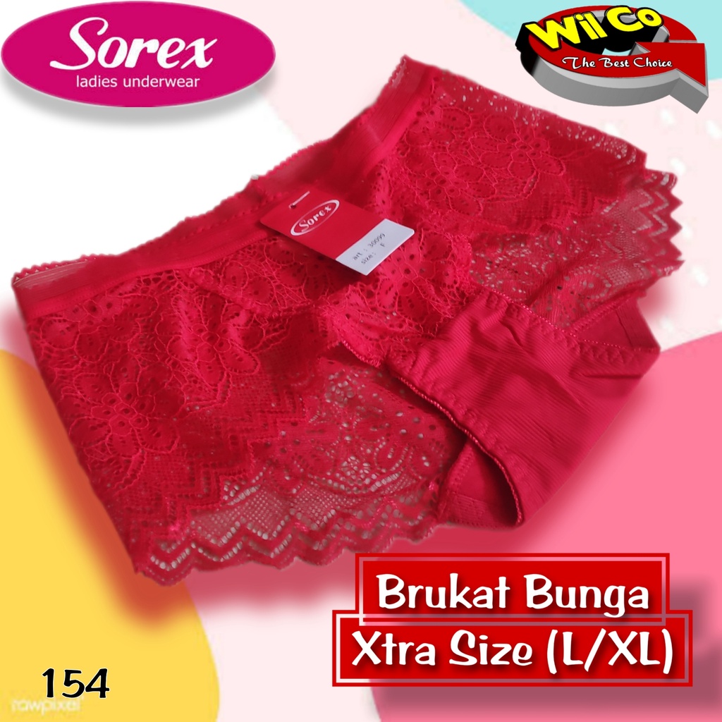 K154 - (Harga Per 1 Potong) CELANA DALAM WANITA PAKAIAN WANITA PAKAIAN DALAM BRUKAT TRANSPARAN SOREX FREE SIZE