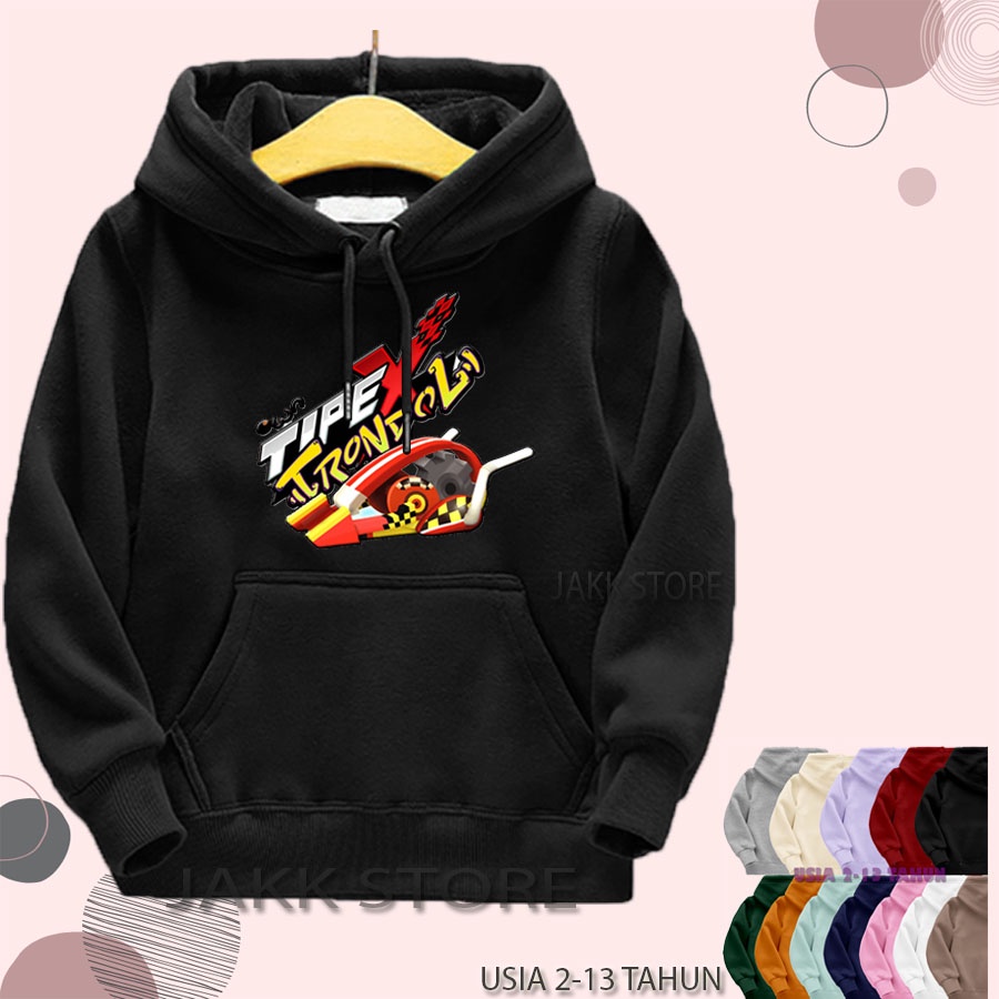 Sweater Hoodie Anak Laki Laki TIPE-X TRONDOL Terbaru Usia 2-13 Tahun / Switer Hodie Anak Cowok Keren HITAM