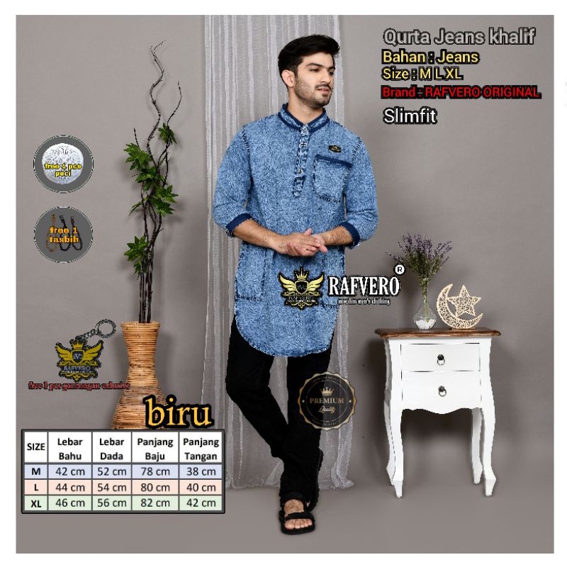 Qurta jeans khalif ORIGINAL RAFVERO - BAJU KURTA PRIA - Baju koko