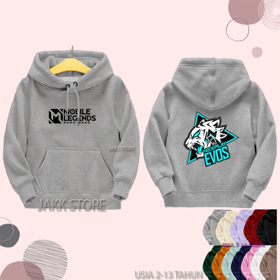 Hoodie ML Anak Laki Laki Keren/Hodie EVOS Anak Anak Usia 2 3 4 5 6 7 8 9 10 11 12 13 Tahun Terbaru/Sweater Switer MOBILE LEGENDS Anak Cowok Hitam