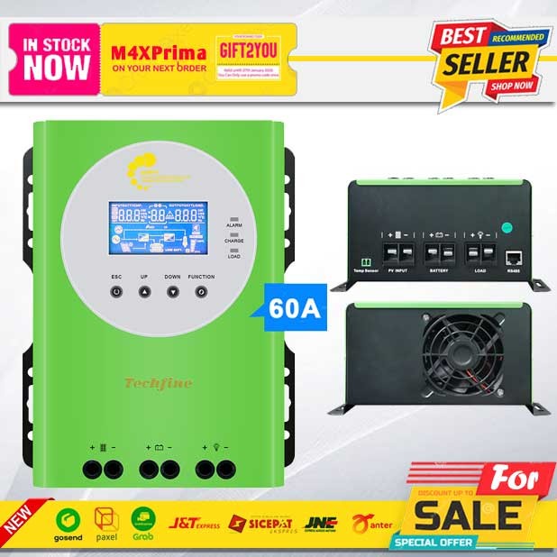 MPPT 60A Techfine SCC PV SOLAR PANEL SURYA Charge Controller Charger