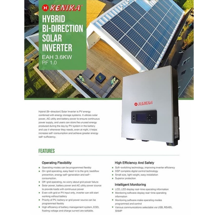 SOLAR INVERTER MPPT 48V 3600W HYBRID [KENIKA EAH-3.6kW]