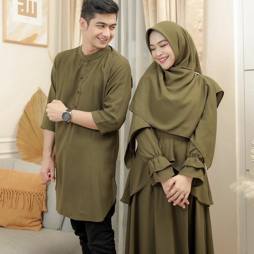Tiada Duanya Vallina Outfit - Ria Ricis Couple Baju Pasangan Gamis Dress Set Kemeja Koko Kurta Sarim