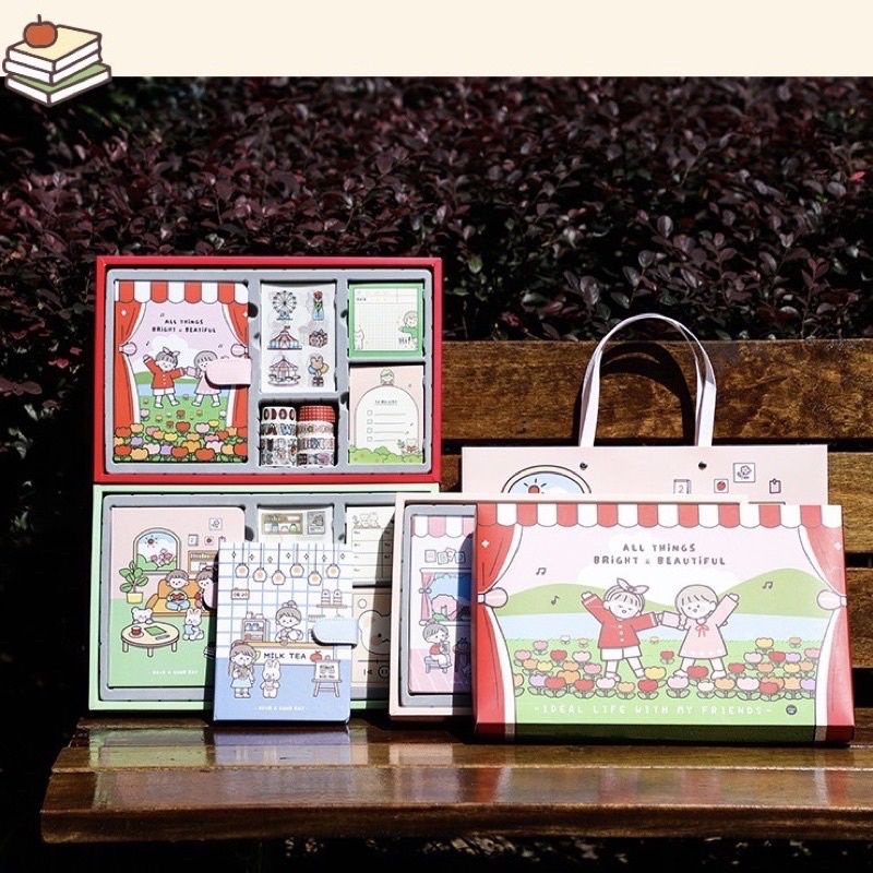 

Cute diary boom set korea style cute stickers set buku catatan harian + PAPER BAG (free gift)