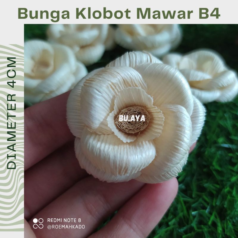 3pcs Bunga Kulit Jagung Diameter 4cm Bentuk Mawar