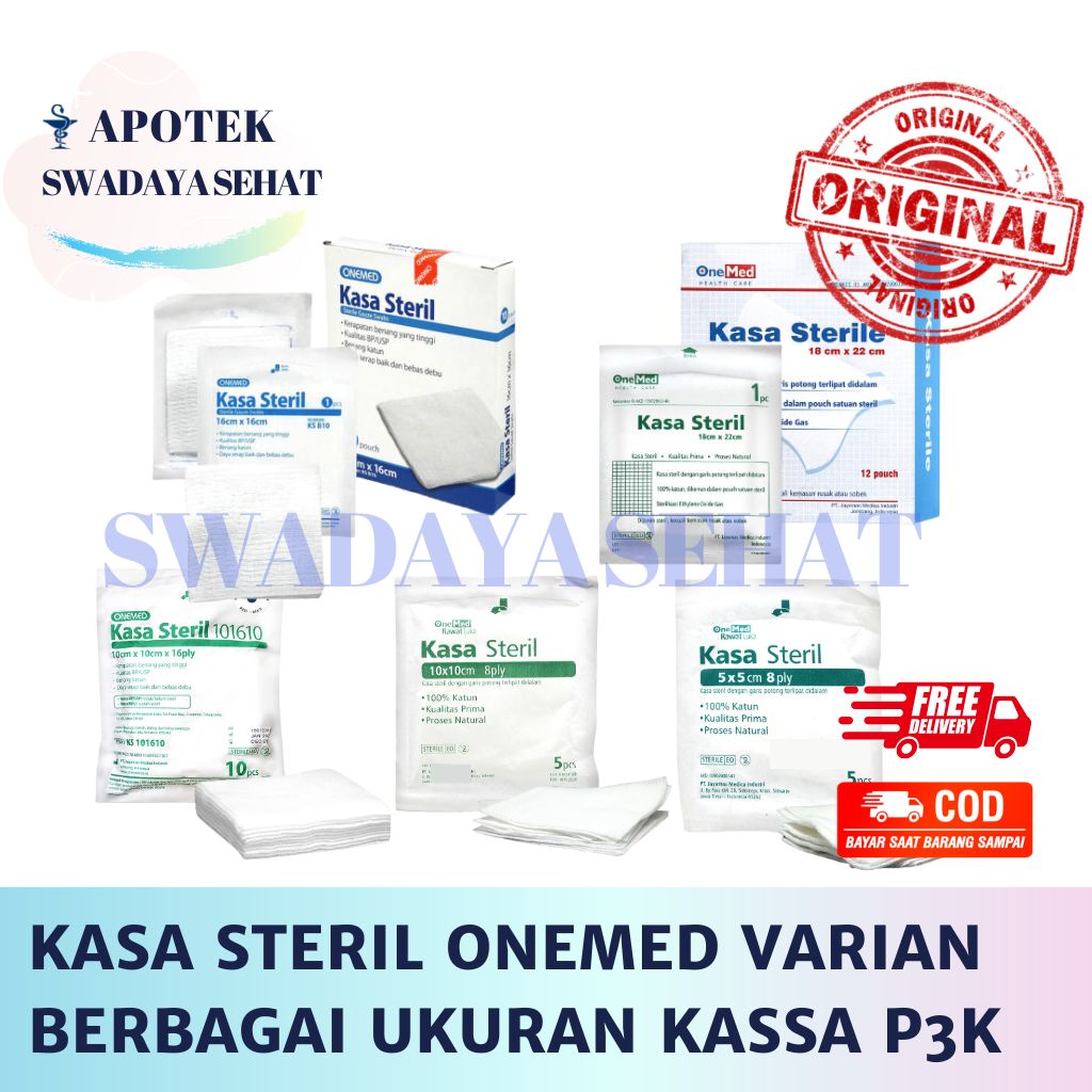 KASA STERIL ONEMED 16x16 CM 18x22cm Varian Box Satuan Kain Kassa P3K Untuk Luka 5CMX5CM 10cmx10cm 7,5cmx7,5cm