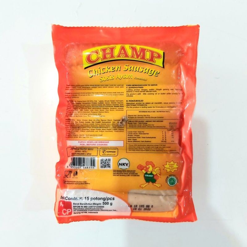 

Sosis Ayam champ 500 gr (15 pcs)