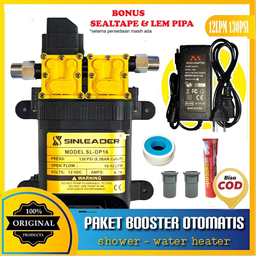 Paket Pompa Pendorong Khusus Toren - Dualpump Sinleader 12LPM 130-160PSI - Pipa 1/2 Inch