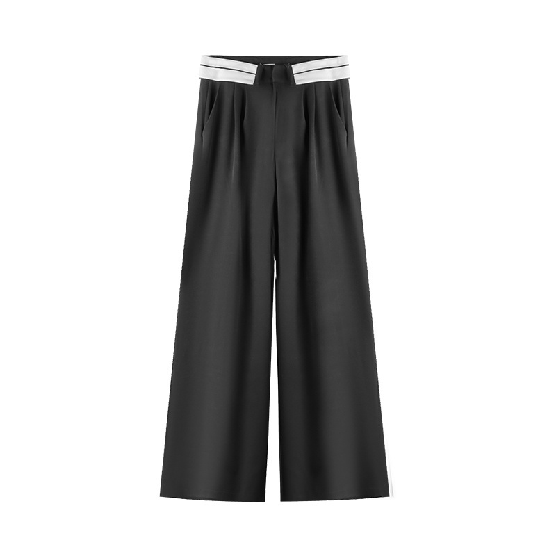 Korean Style Celana Kulot Highwaist Loose Celana Panjang  Hitam Celana Wanita Straight Pants