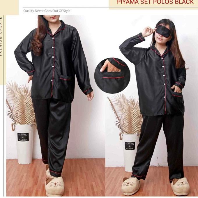 set piyama wanita kaos tidur polos wanita baju piyama satin perempuan |gat