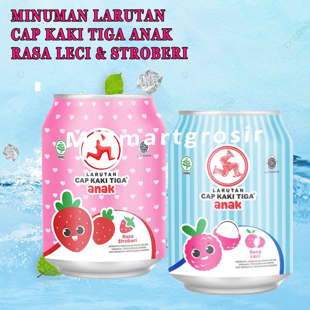 

MINUMAN LARUTAN CAP KAKI TIGA ANAK STROBERI & LECI 250ml / 238ml