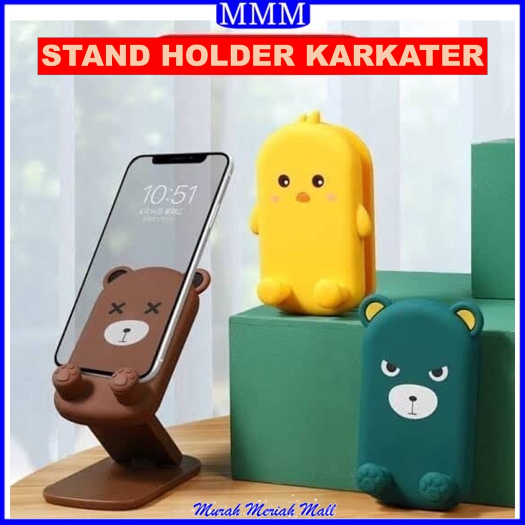 MMM Stand Holder Lipat Karakter Lucu Universal Holder Folding Lipat Standing Phone Karakter Beruang bebek Cute
