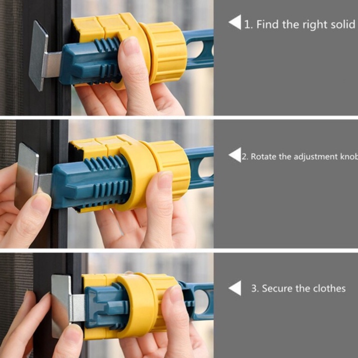 MMM Gantungan Baju 8 Lubang Jendela Indoor Serbaguna Praktis Hanger Pakaian Plastik Multifungsi Foldable Window Hanger 8 Holes Murah Import