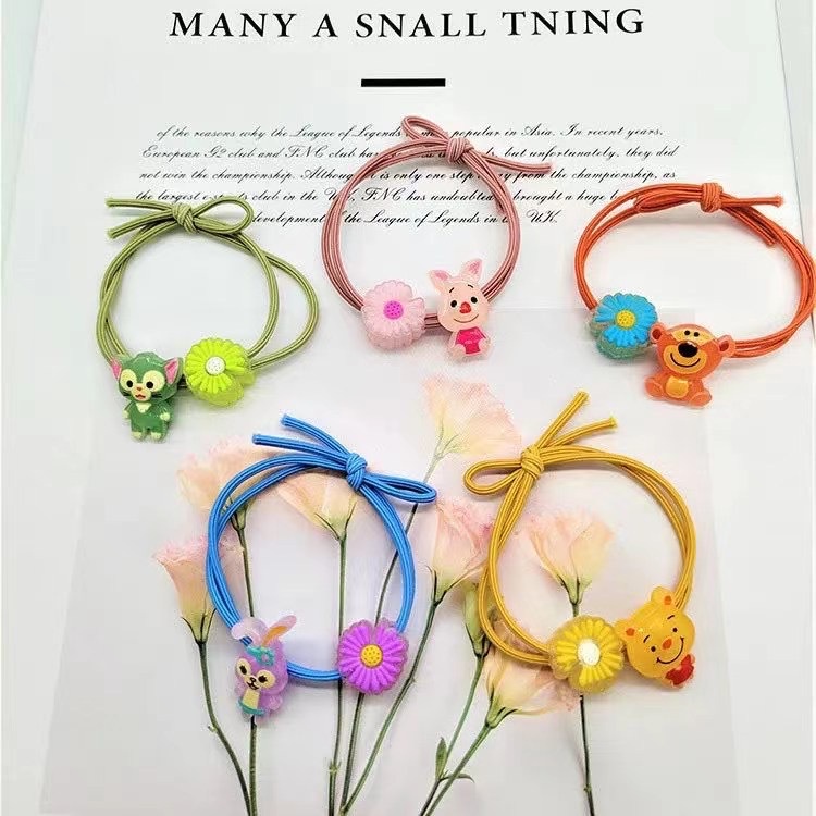 MMM Ikat Rambut Korea 1PCS Bunga Daisy Motif Karakter Hewan glow in the dark Karet Rambut Korea Ikat Kuncir Cantik
