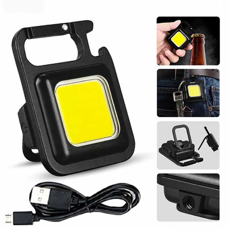 MMM Gantungan Kunci Lampu Senter Mini Camping Chargeable Super Terang Emergency Lamp Kemping Flashlight LED Portable Cas USB Type C COB Rechargeable Keychain Light Box