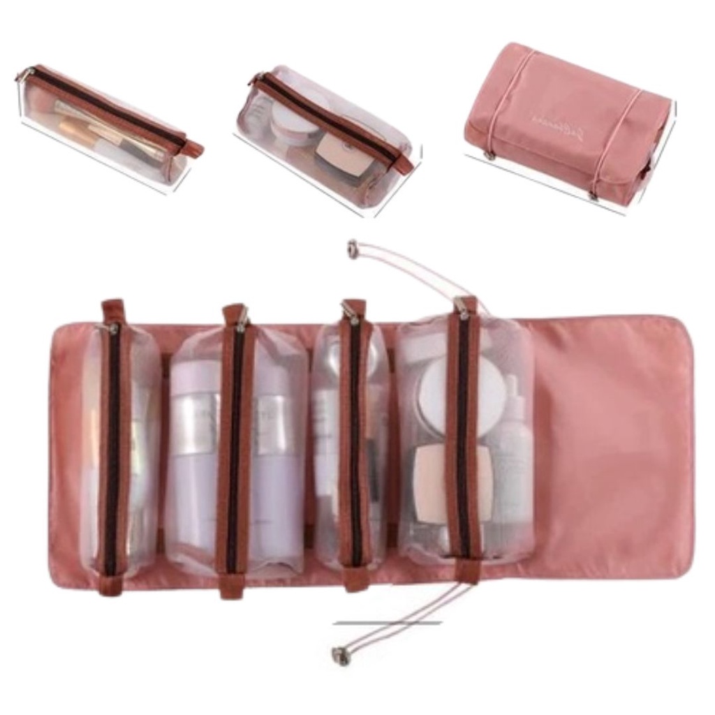 MMM Tas Kosmetik Portabel 4IN1 Makeup Bag 4 In 1 Travel Multiungsi Storage Penyimpanan Alat Mandi Anti Air Dapat  Bongkar Pasang