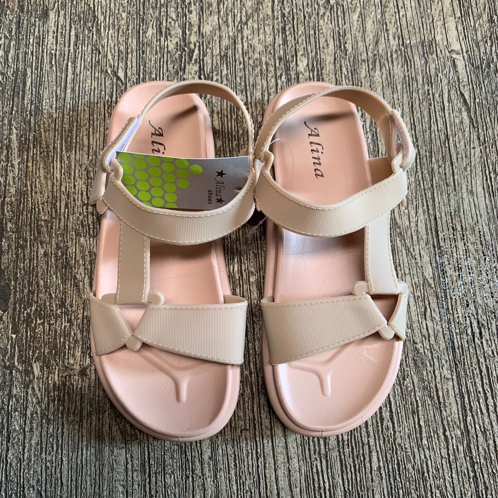 Sandal Wanita Terbaru/Sendal Tali Karet Selop Jelly Import ALINA 899-1A BSM/Sendal Korea Kekinian