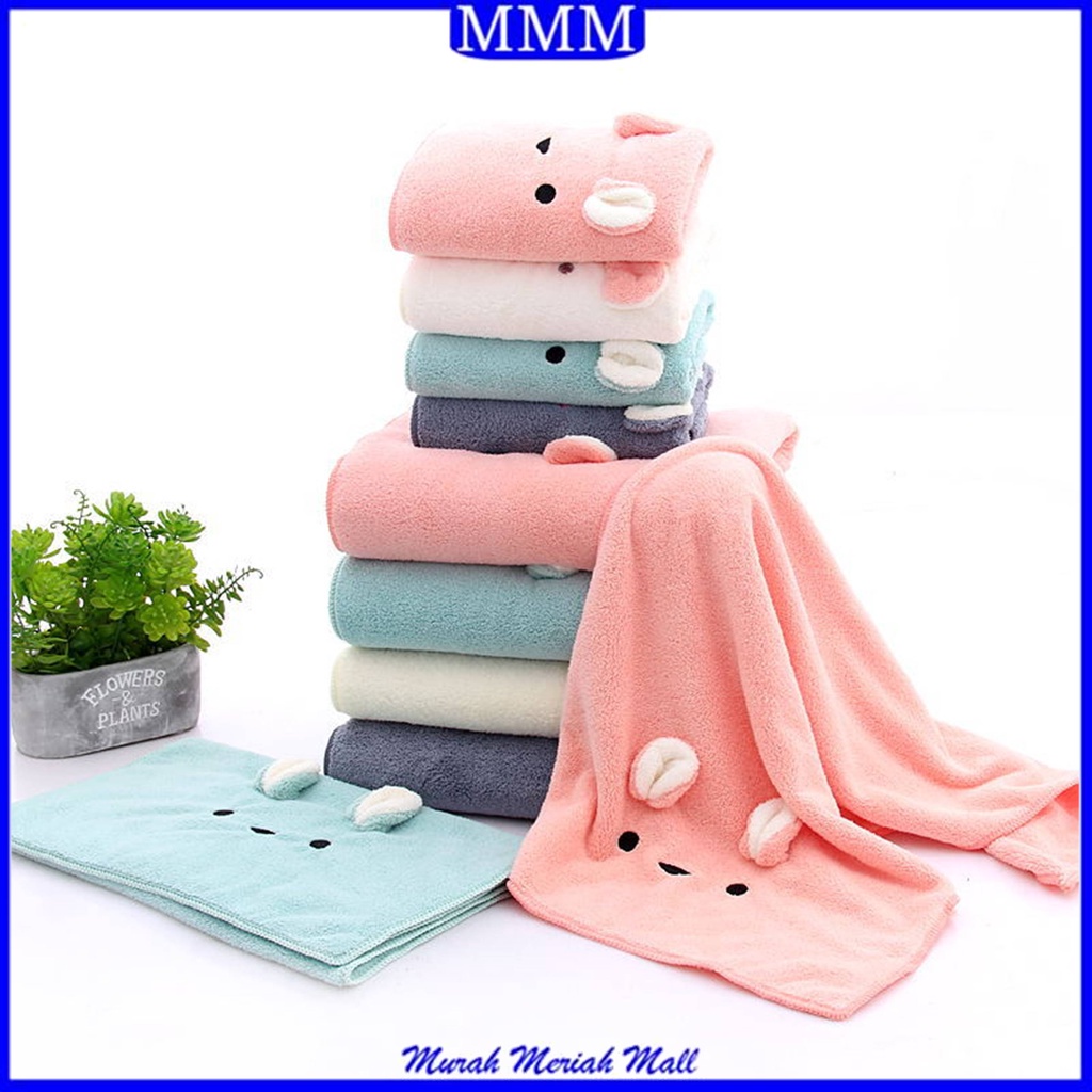 MMM Handuk Mandi Telinga Bear Baby Microfiber Import Karakter Kartun Lembut Wearable Towel Murah Import