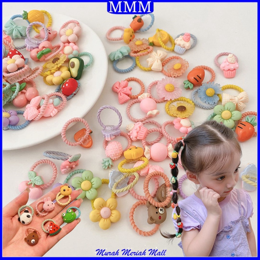 MMM Ikat Rambut Mini Anak Perempuan Lucu 10 in 1 Kunciran Kecil Rambut Fashion Karakter Bunga Pita Buah Gaya Korea Kids Aksesoris Rambut 10in1 Import Murah