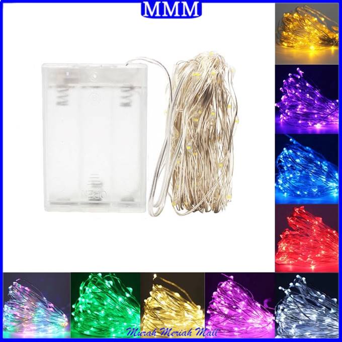 MMM Lampu Tumblr Kawat Mini 10 Meter 100 LED Lampu Hias Tumbler Dekorasi Gift Box Bucket Balon Fairy Light Led Baterai Perlengkapan Dekorasi Rumah Indoor dan Outdoor