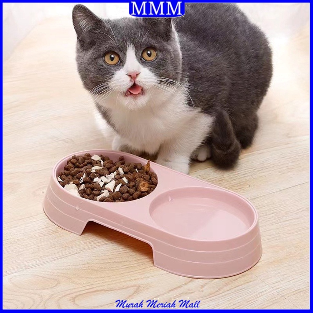 MMM Tempat Makan Kucing Anjing 2 in 1 Mangkok Minum Hewan CAT Doggy Lucu 2in1 Mangkok Makan Hewan Double Pet Food Bowl Import Murah