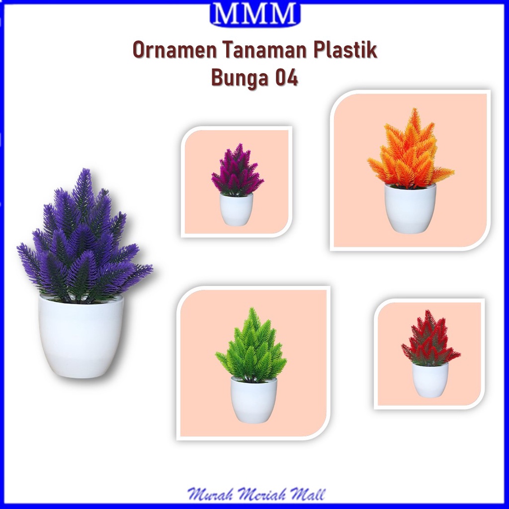 MMM Ornamen Tanaman Daun Phoenix BUNGA 34 Bunga Hias Plastik Pot Bunga Dekorasi Rumah Murah Import