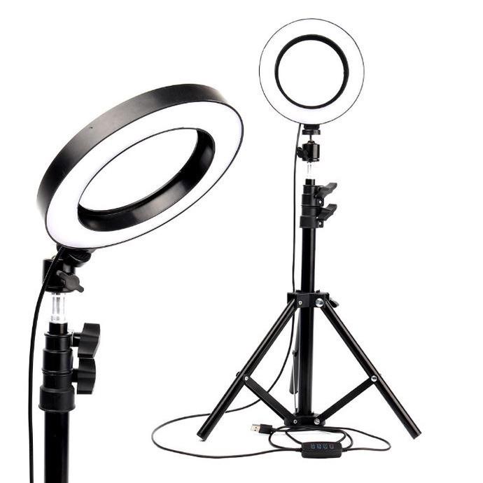 MMM Ring Light LED 16cm + Tripod 2,1 Meter Make Up Vlog Lampu Live Selfie Besar