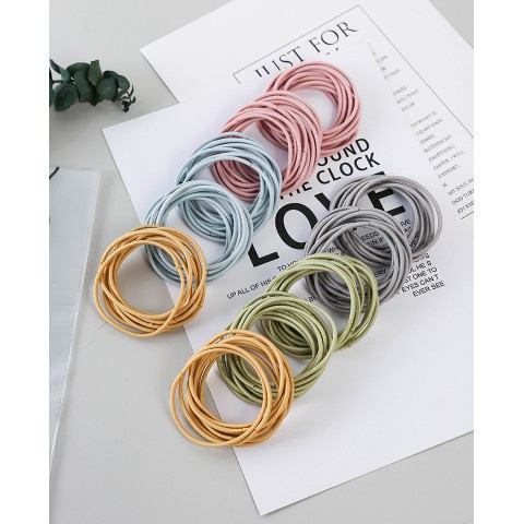 MMM Ikat Karet Rambut Elastis Warna 100Pcs Tipis kecil kode 510 Gaya Korea untuk Wanita
