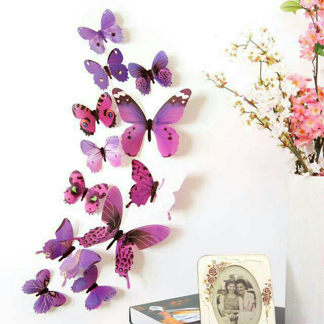 MMM Stiker Dinding 3D Motif Kupu - Kupu / Wall Sticker 12pcs Butterfly PVC / Dekorasi 12 in 1