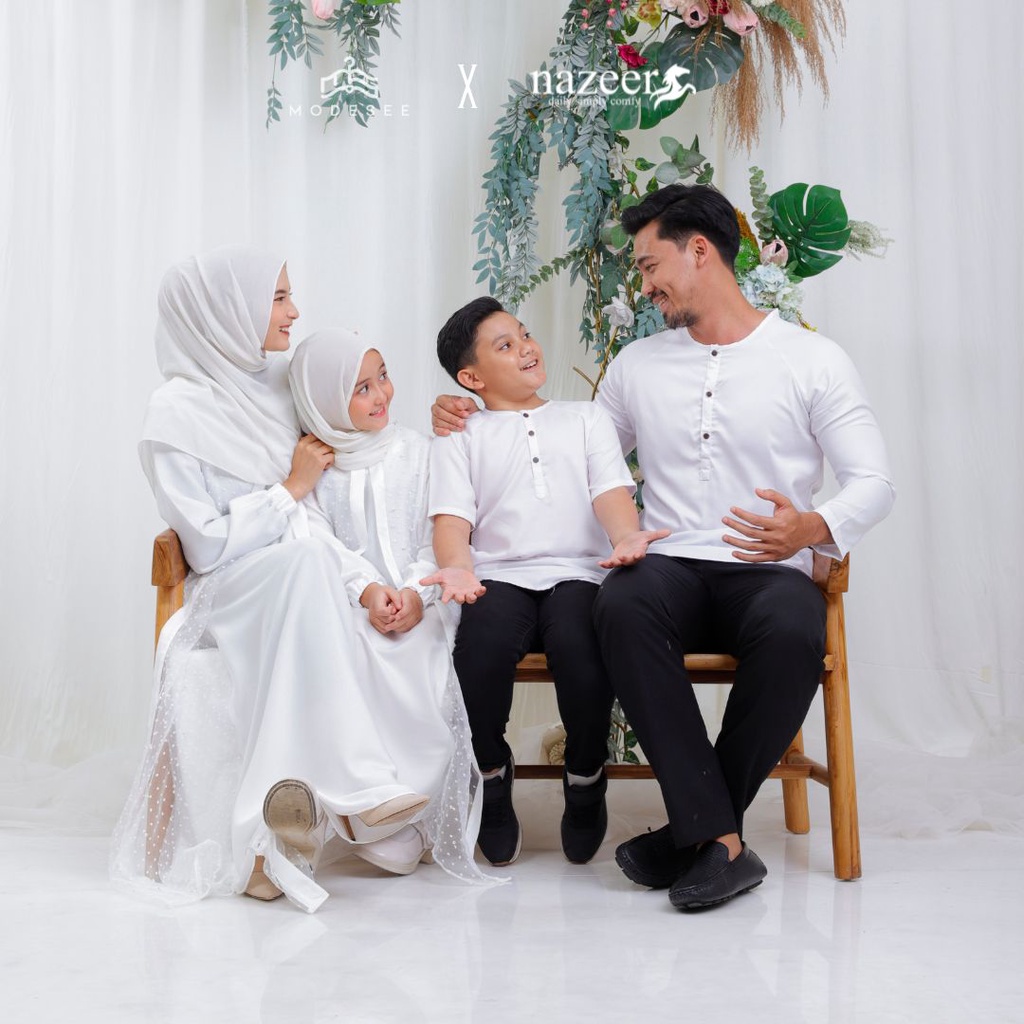 RJ5 Modesee Raya Series Couple Keluarga Putih - Baju Lebaran 2025 Couple Lebaran