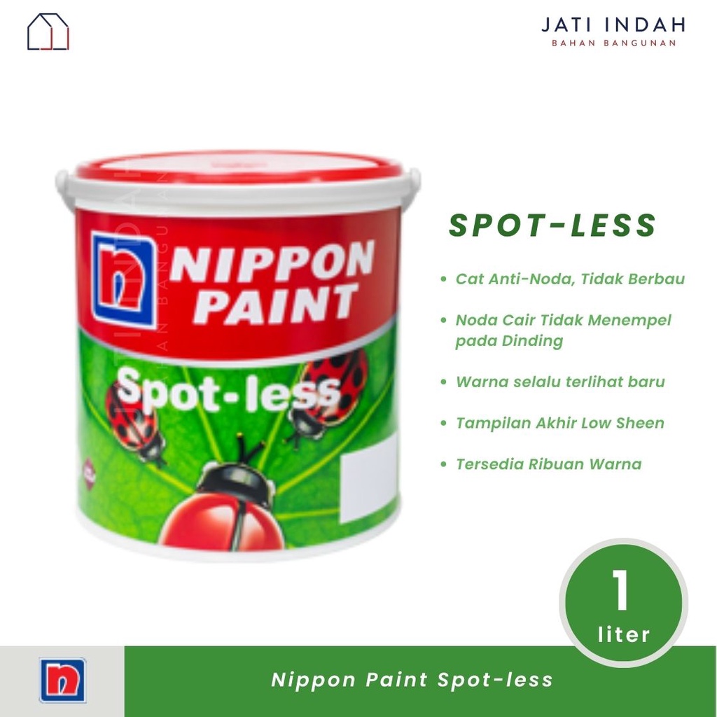 Cat Tembok Anti Noda 1 Liter Nippon Paint SPOTLESS / Cat Dinding