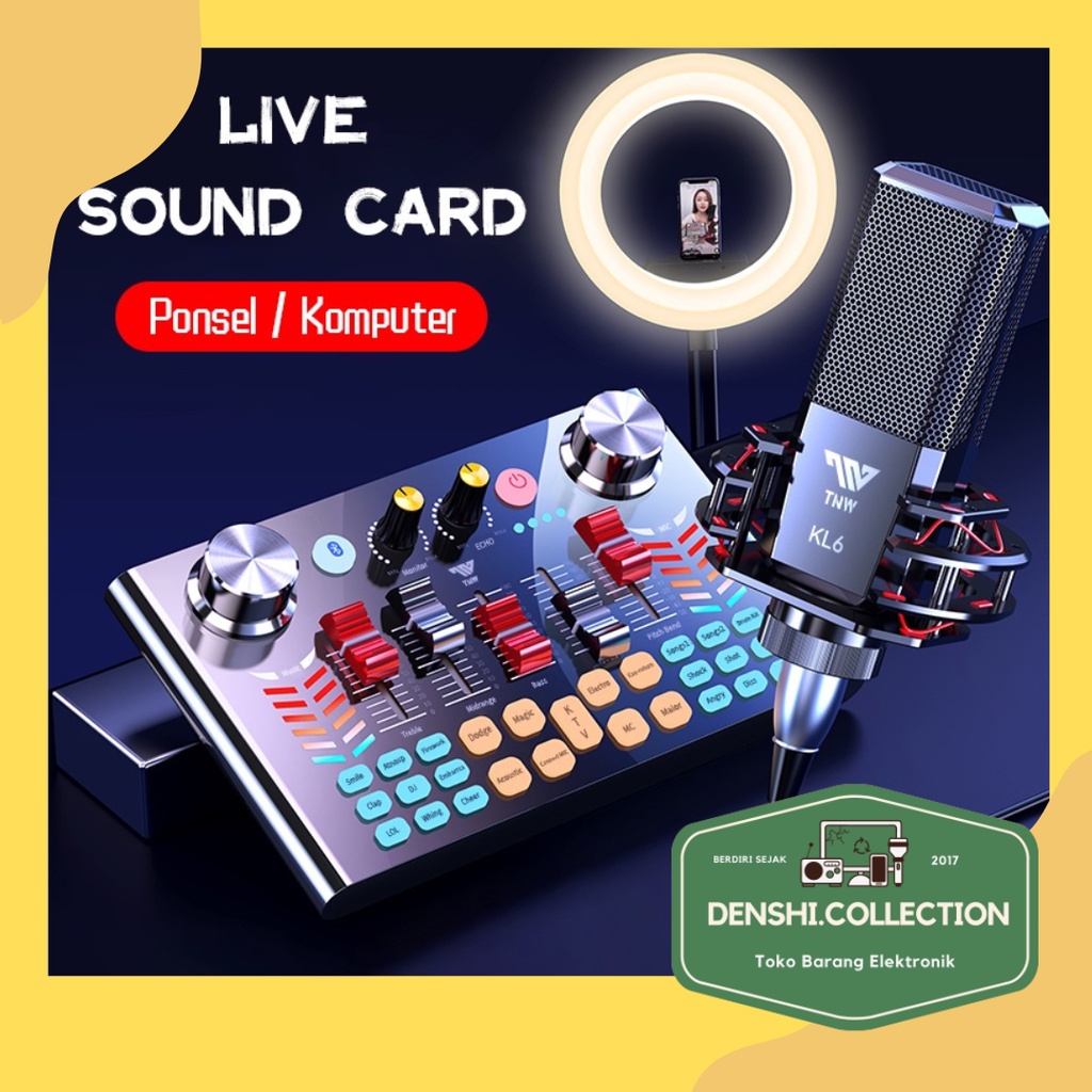 Sound Card TNW-V18 Bluetooth Live SoundCard V18 Soundcard Audio Live Mixer untuk Live streaming Kara