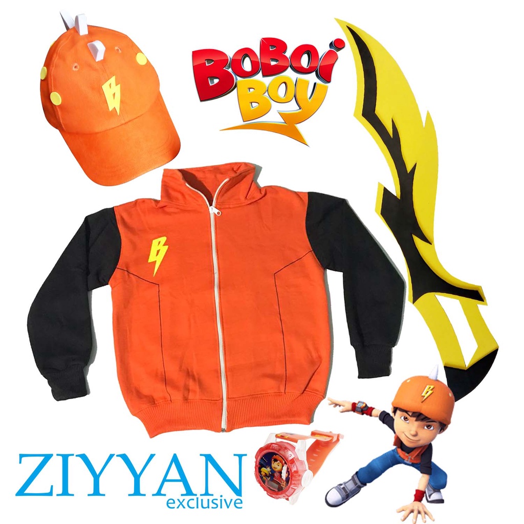 TOPI + JAM TANGAN + PEDANG MAINAN 1 + JAKET SWEATER BOBOIBOY GALAXY