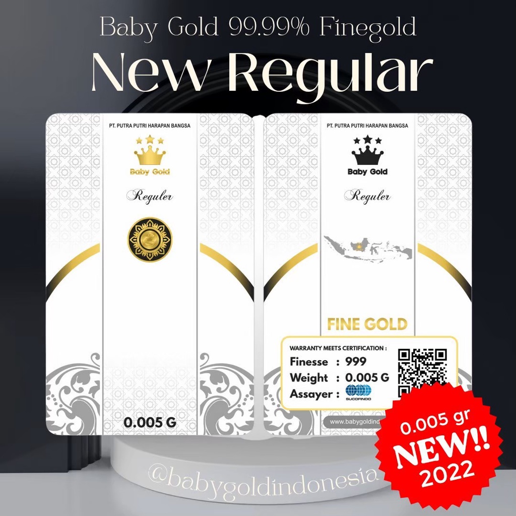 Emas Babygold New 0.005 Gram Emas Asli 24 Karat Emas Kecil Souvenir Hadiah Mini Gold