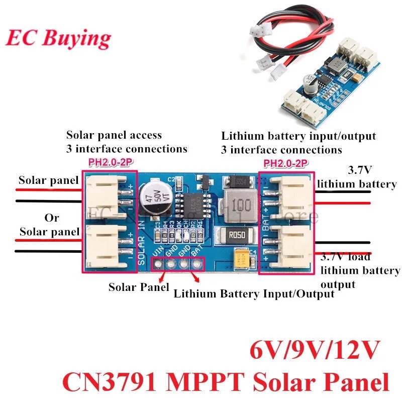 MPPT CN3791 Regulator Panel Surya 6V 9V 12V Pengisian 3.7V 4.2V Baterai Lithium