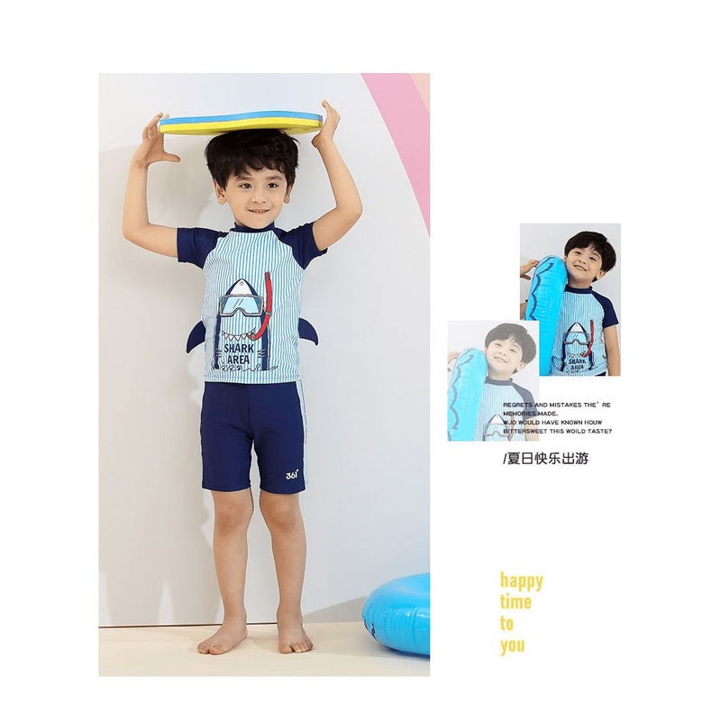 361 KIDS TWOPIECE pendek lengan pendek baju renang anak origianal lucu shark sea