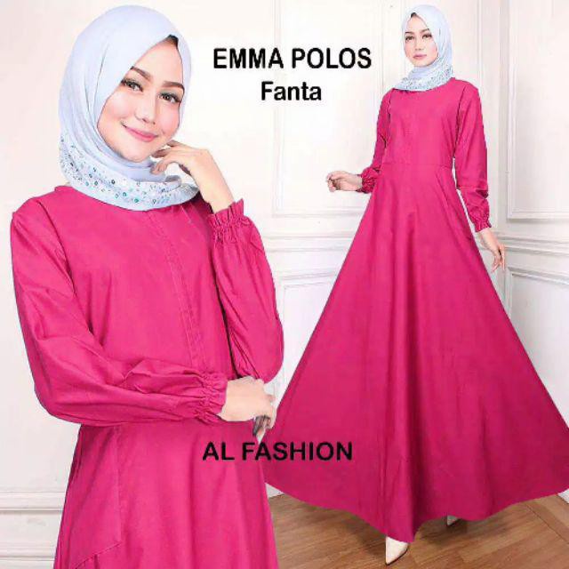 PROMO GAMIS DRESS WANITA MUSLIM BUSUI POLOS EMMA WARNA PINK FANTA - 1JILBAB BELA TERLARIS TERBARU LE