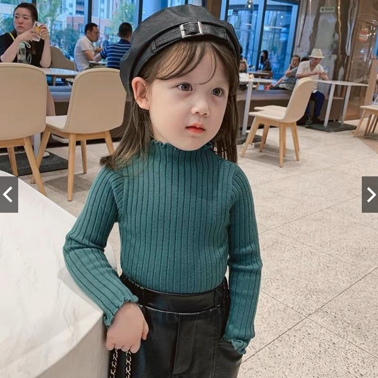 BAJU KAOS ANAK CEWEK KAOS TURTLE NECK BAHAN RIB / ATASAN TOP POLOS ANAK PEREMPUAN USIA 1-5 TAHUN