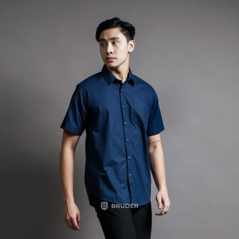 Baju Kemeja Formal Pria Lengan Pendek Polos Basic - By Bruder