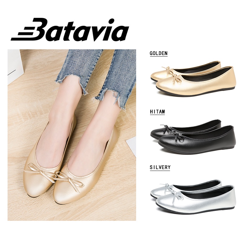 batavia 2023 Sepatu wanita flatshoes kulit sepatu fashion wanita sepatu datar wanita baru sepatu terbang kasual sepatu wanita flatshoes import sepatu mulut ringan nyaman dan sol lembut F11